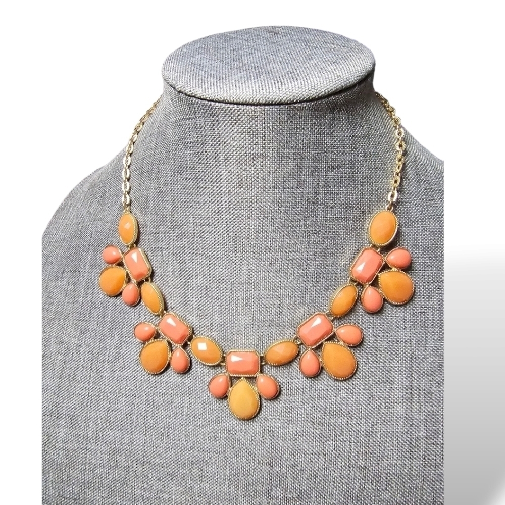Two-Tone Orange Statement Necklace - image 8